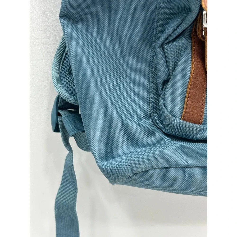 Herschel Little America Mid Volume Backpack Blue‎ Brown Leather Straps Preppy - Picture 4 of 14